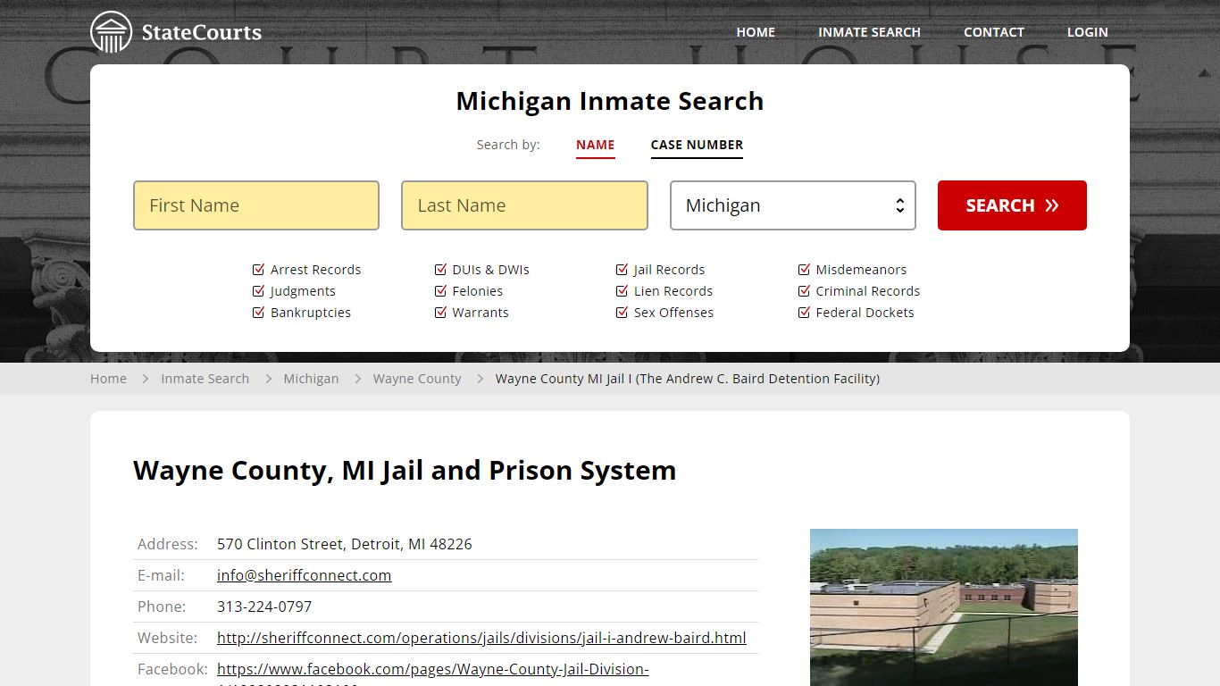 Wayne County MI Jail I (The Andrew C. Baird Detention Facility) Inmate ...